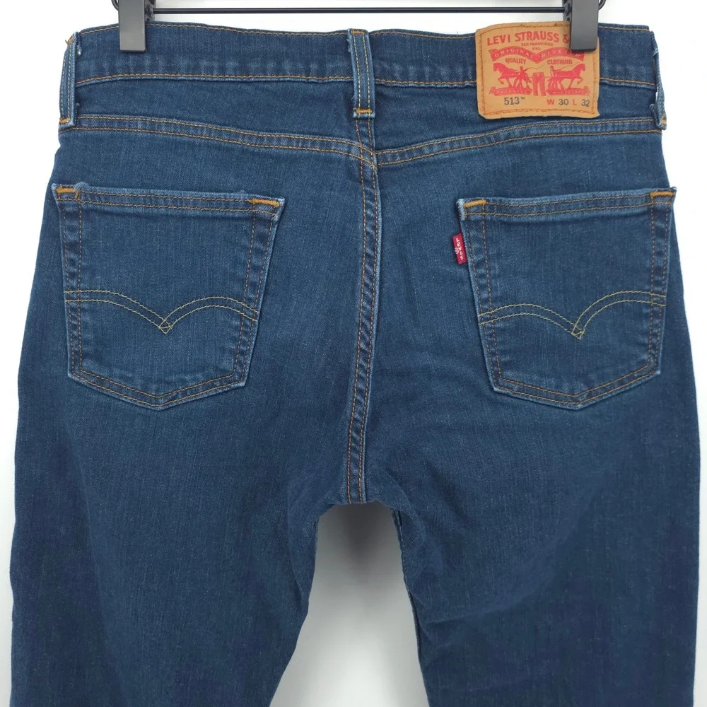 Levis Men's Jeans 513 Slim Straight 30x32‎ Blue Medium Wash Denim Pants